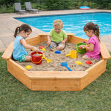 Детски Дървен Пясъчник 8 Странен Модел С 4 Седалки, 134.5×134.5 См Ginger Home