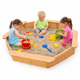 Детски Дървен Пясъчник 8 Странен Модел С 4 Седалки, 134.5×134.5 См Ginger Home