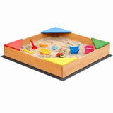 Детски Дървен Пясъчник С 4 Седалки 90x90 См, За Двор И Градина Ginger Home