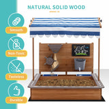 Nisipitor pentru copii din lemn, model Ginger Home, cu acoperiș reglabil, accesorii de joacă, 120 x 120 x 120 cm - ideal pentru curte și grădină