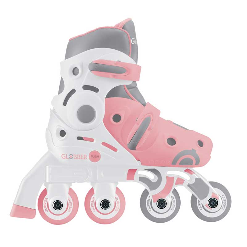 Patine cu rotile pentru copii Globber 2 în 1, mărimea 26-29, roz pastel