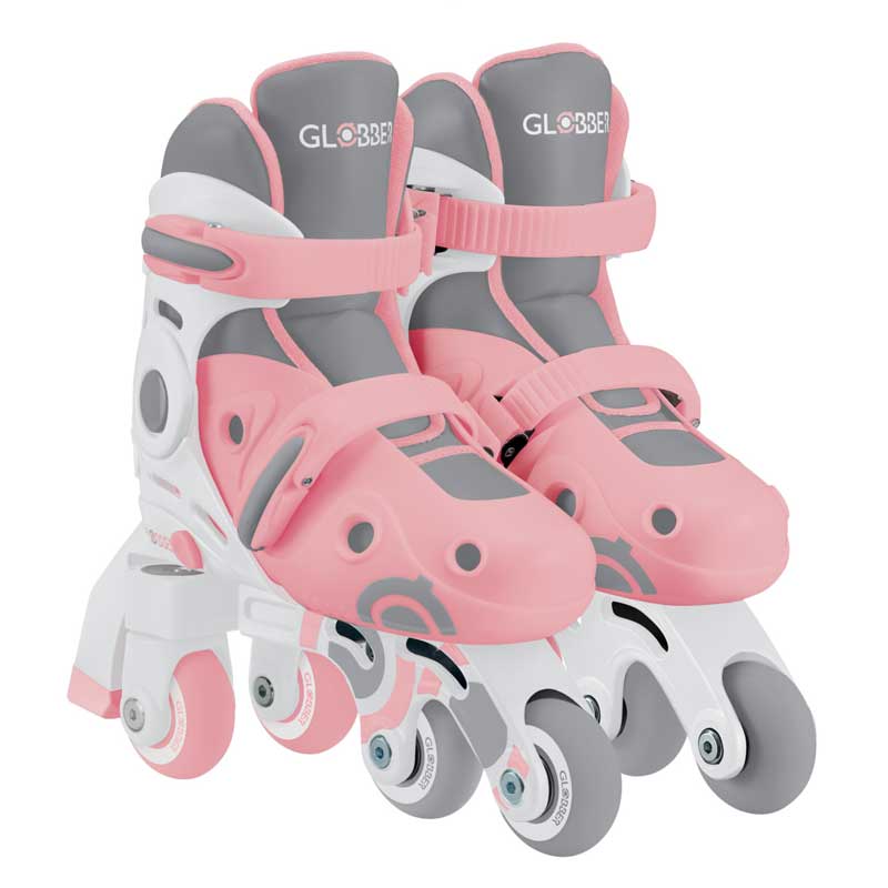 Patine cu rotile pentru copii Globber 2 în 1, mărimea 26-29, roz pastel