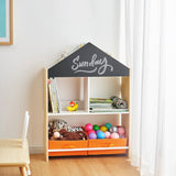 Детски Шкаф Ginger Home, Етажерка За Играчки И Книжки С Черна Дъска За Писане, Къщичка, Дърво
