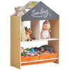 Детски Шкаф Ginger Home, Етажерка За Играчки И Книжки С Черна Дъска За Писане, Къщичка, Дърво