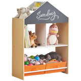 Детски Шкаф Ginger Home, Етажерка За Играчки И Книжки С Черна Дъска За Писане, Къщичка, Дърво