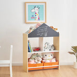 Детски Шкаф Ginger Home, Етажерка За Играчки И Книжки С Черна Дъска За Писане, Къщичка, Дърво