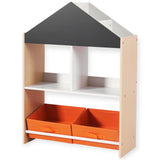 Детски Шкаф Ginger Home, Етажерка За Играчки И Книжки С Черна Дъска За Писане, Къщичка, Дърво