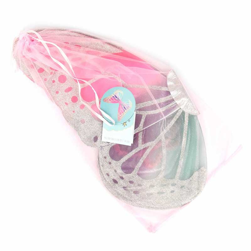 Aripi argintii de fluture strălucitor pentru copii, 56 cm