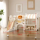 Детски Център За Игра С Пързалка, Къща И Баскетболен Кош, Кафяв Feelkids