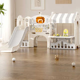 Детски Център За Игра С Пързалка, Къща И Баскетболен Кош, Сив Feelkids