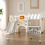 Детски Център За Игра С Пързалка, Къща И Баскетболен Кош, Сив Feelkids