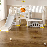 Детски Център За Игра С Пързалка, Къща И Баскетболен Кош, Сив Feelkids