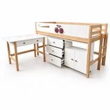 Детско Комбинирано Легло Cherry С Бюро, Скрин, Шкаф И Подматрачна Рамка, 90x200 См Ginger Home