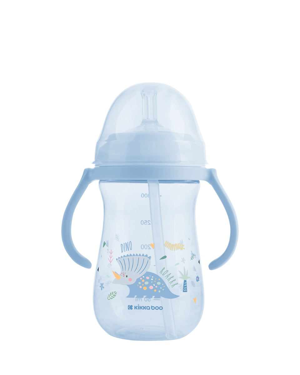 Чаша Със Силиконовa Сламка 300Мл Dino World Blue