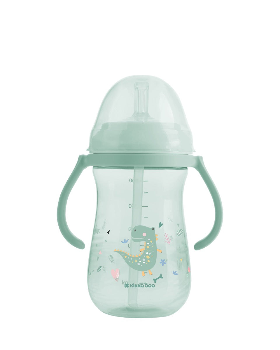 Cana cu pai din silicon 300ml Dino World Mint