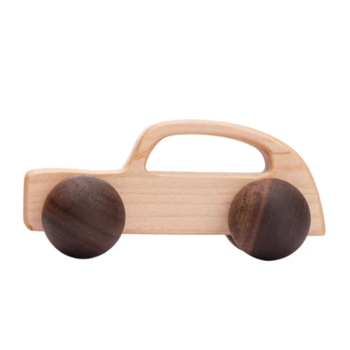 Cărucior din lemn - Limuzină - Roți deschise la culoare cu roți închise la culoare