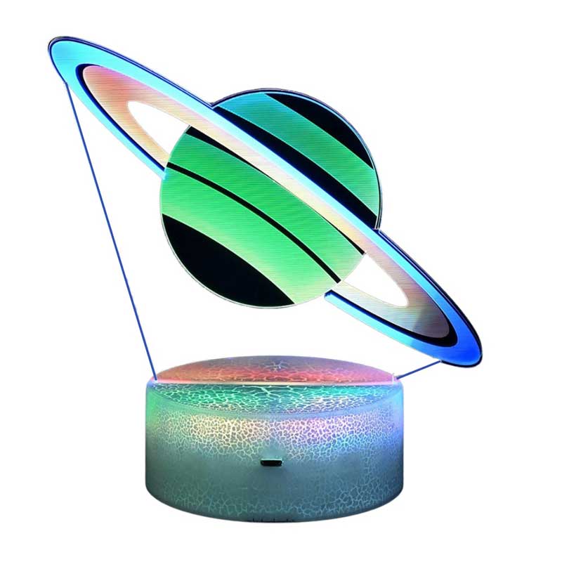 Lampă de noapte spectaculoasă pentru copii, LED 3D, Saturn, culori schimbătoare, 20 cm