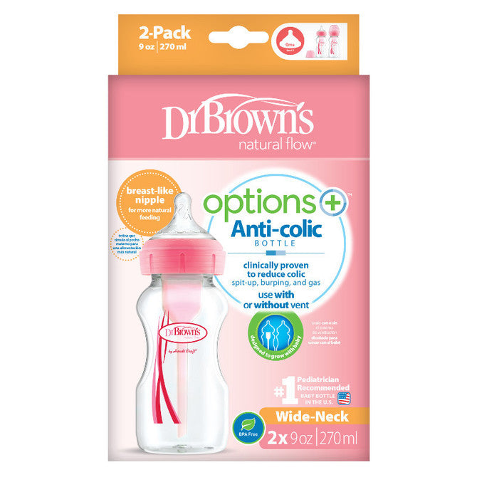 Шише Dr. Brown'S Wide-Neck Options+ Рр 270 Мл Розова 2 Броя --- BebeMama