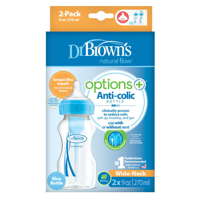 Шише Dr. Brown'S Wide-Neck Options+ Рр 270 Мл Синя 2 Броя --- BebeMama