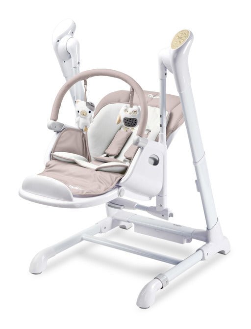 Столче За Хранене И Електрическа Люлка 2В1 Индиго Beige Caretero --- BebeMama
