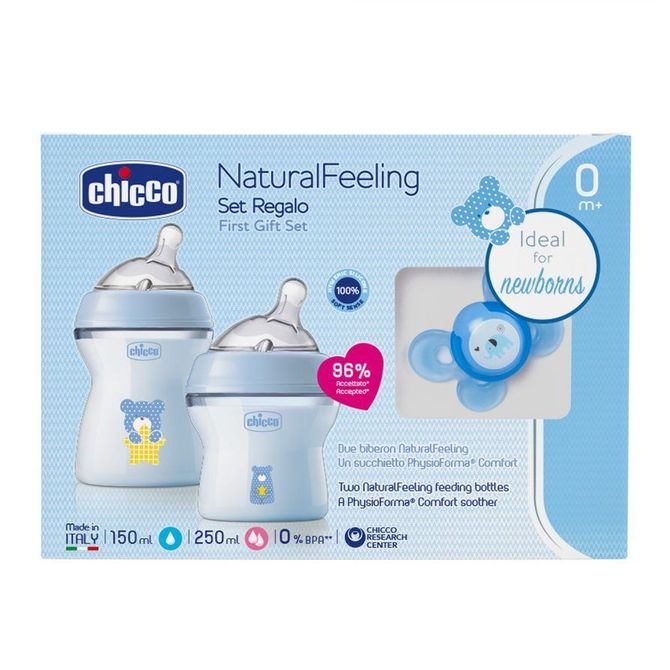 Подаръчен Комплект Шишета Chicco - Natural Feeling За Момче --- BebeMama