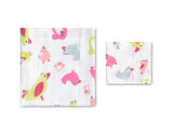 Комплект Бамбукови Пелени 30X35/ 75X75 - Розови Птици --- BebeMama