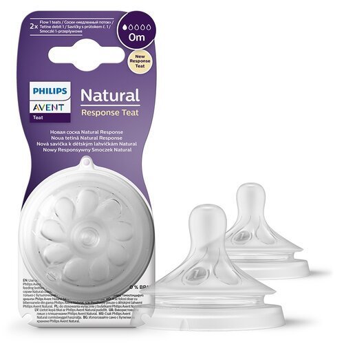 Биберони За Хранене Avent Natural Response 0 М, Сила На Потока 1, 2 Бр, --- BebeMama