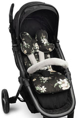 Комплект За Детска Количка Liner Deluxe – Черни Цветя --- BebeMama