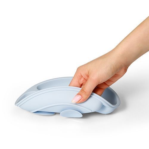 Farfurie din silicon cu 3 compartimente roz