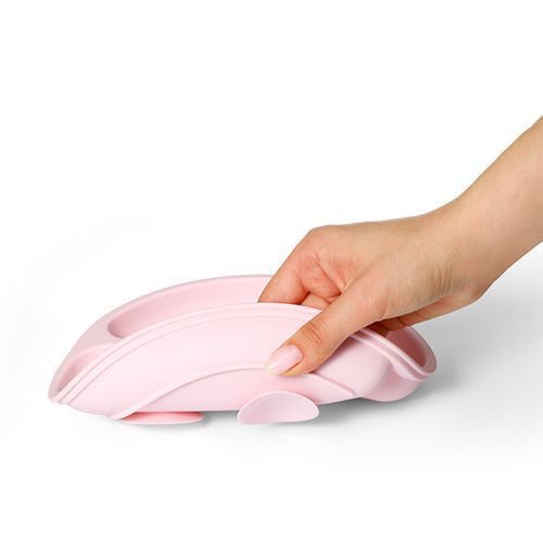 Farfurie din silicon cu 3 compartimente roz
