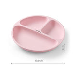 Farfurie din silicon cu 3 compartimente roz