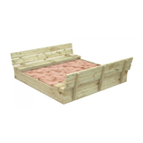 Голям Детски Пясъчник С Пейки И Сгъваем Капак Ginger Home 157X157X21См, Дървен