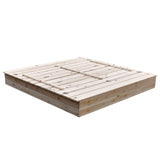 Голям Детски Пясъчник С Пейки И Сгъваем Капак Ginger Home 157X157X21См, Дървен