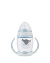 Cana cu cioc de silicon 200ml Happy Face Albastră