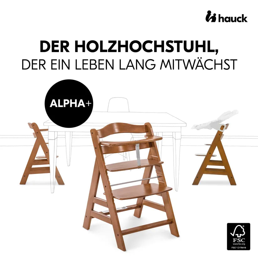 Детско Столче За Хранене Alpha+b Walnut Hauck