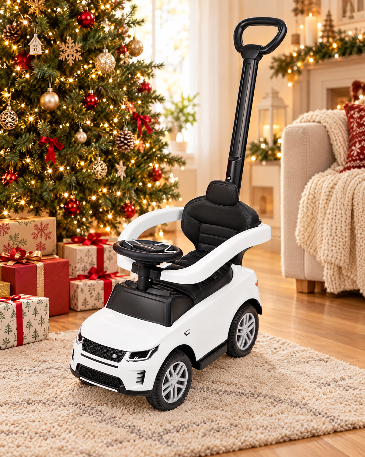 Количка за яздене Land Rover бяла Caretero Toyz до елха