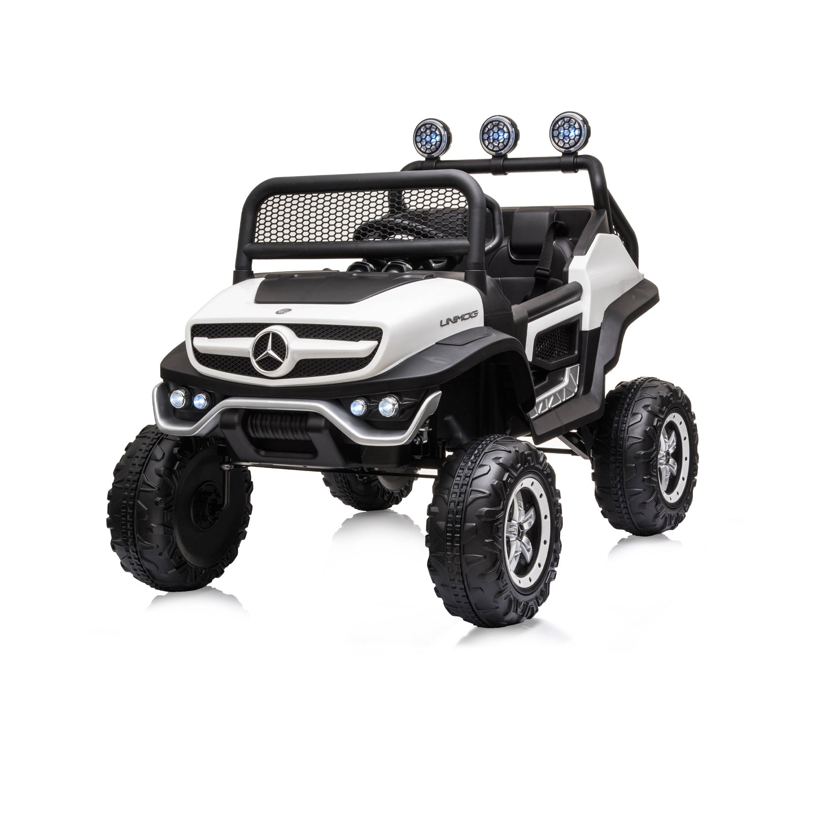 Eл. Джип Mercedes Unimog Бял Eva, Кожена