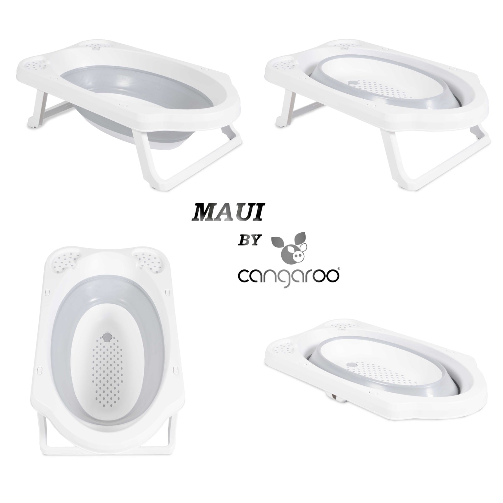 Cadă de baie pliabilă Maui gri