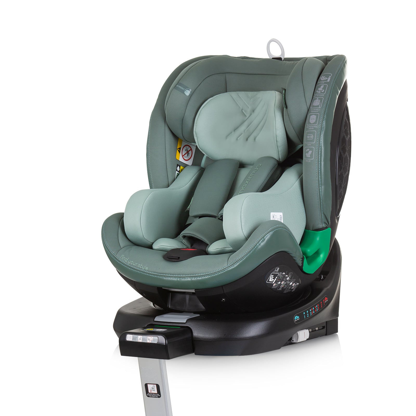 Ст.Кола 360 I-Size 40-150 Максимус Зелен - Група 0+/1/2/3 (0-36Кг) - Chipolino - BebeMama