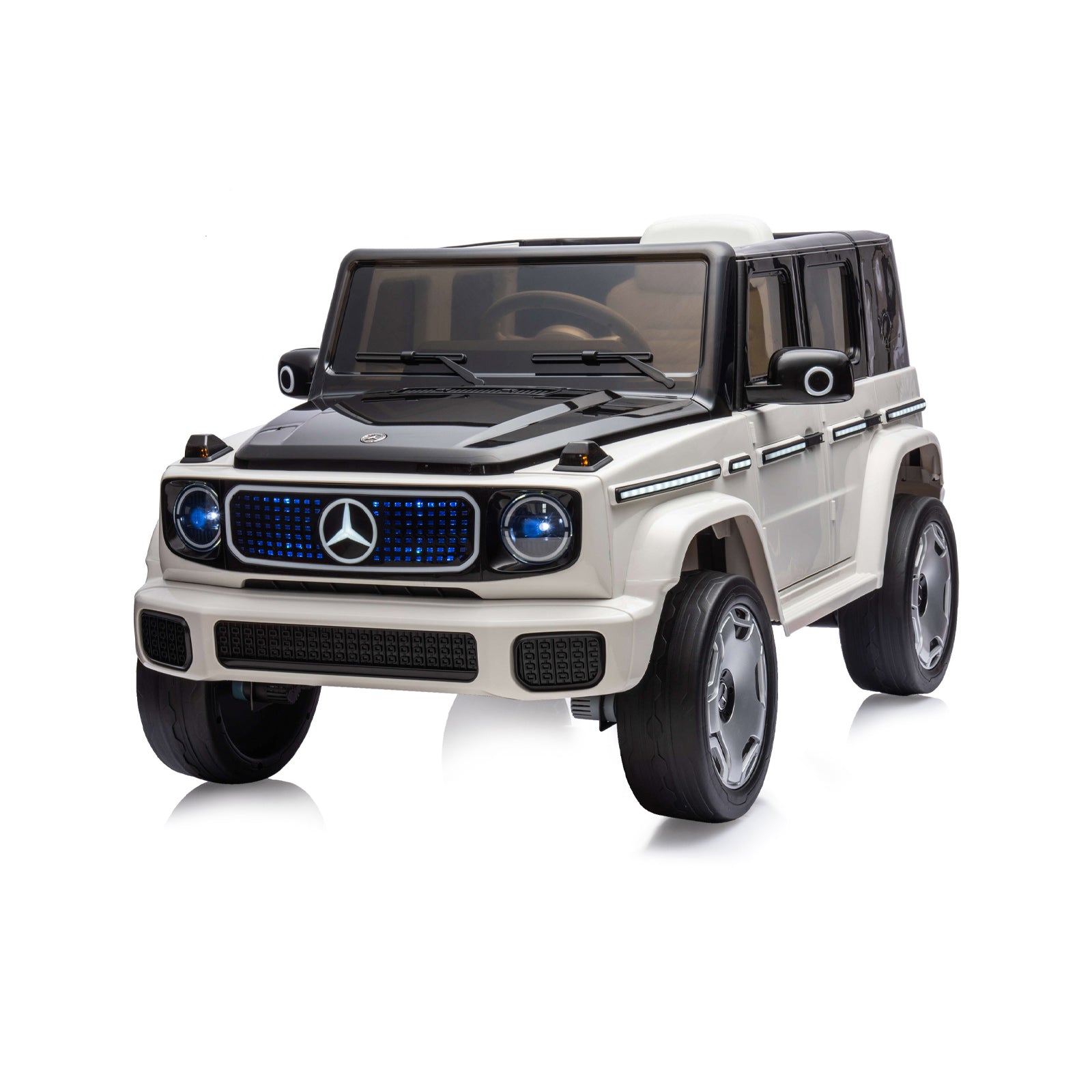 Eл. Джип Mercedes Eqg Бял Eva, Кожена Се