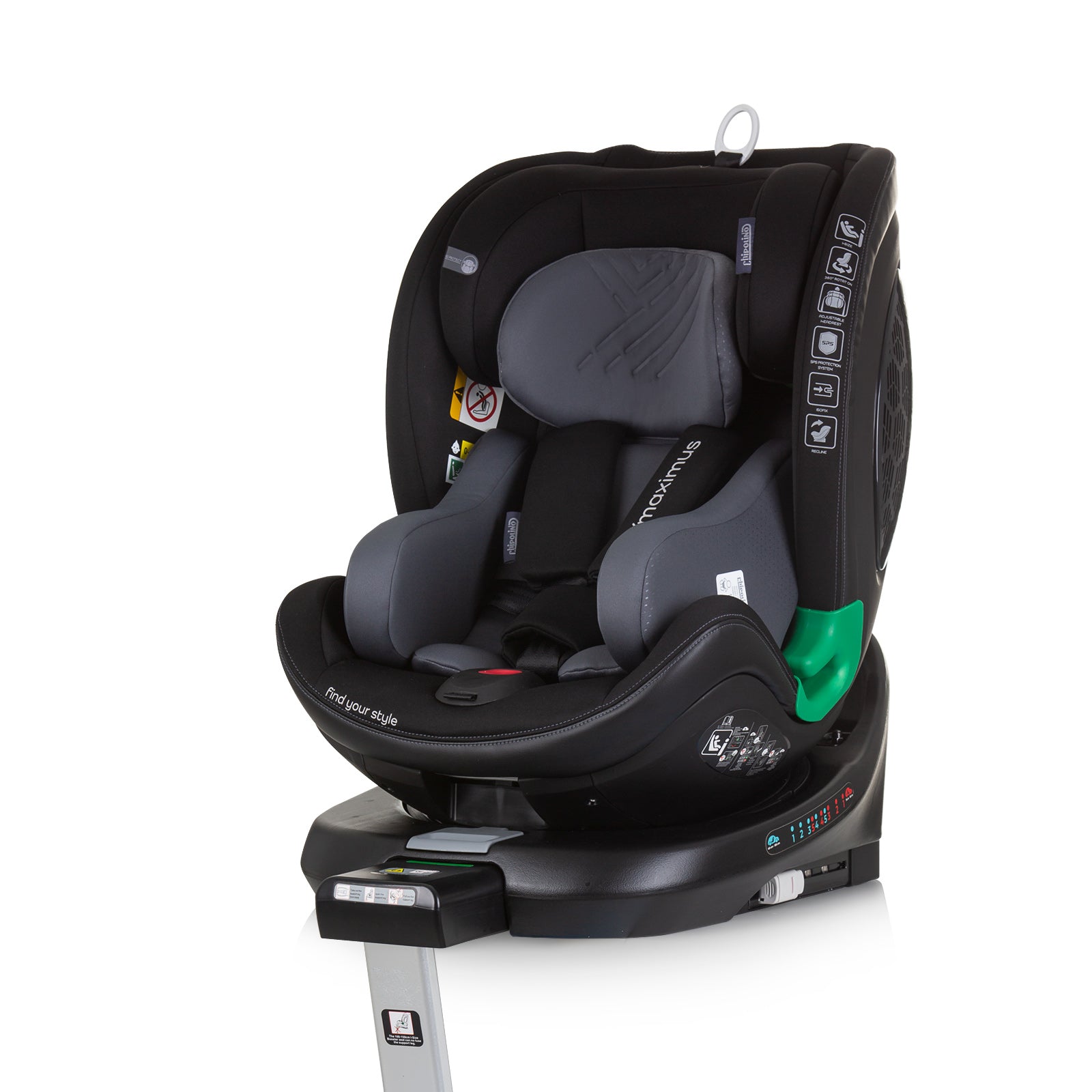 Ст.Кола 360 I-Size 40-150 Максимус Обсид - Група 0+/1/2/3 (0-36Кг) - Chipolino - BebeMama
