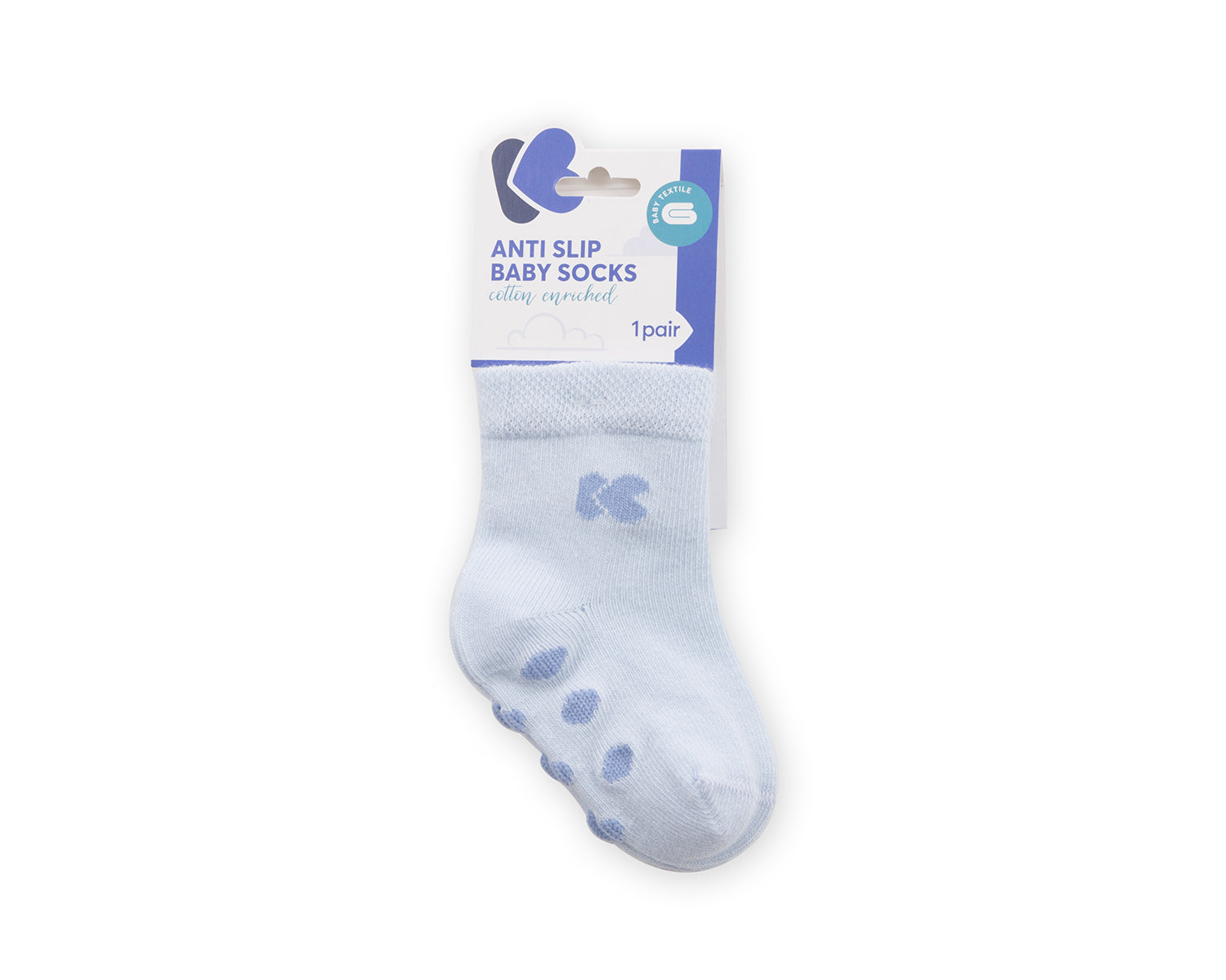 Бебешки чорапи с релефно стъпало Light Blue 2-3г --- BebeMama