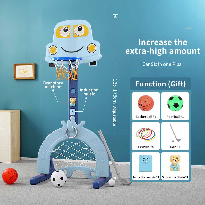 Интерактивен Баскетболен Кош 6 В 1, Светлосин Цвят Feelkids