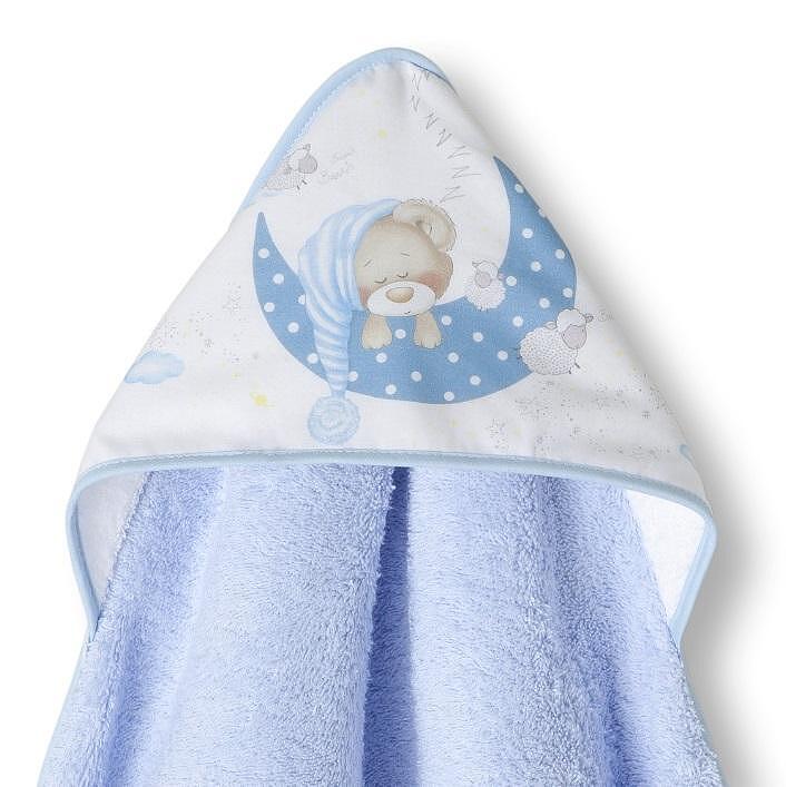 Бебешка Хавлия 100x100 См. Bear Sleeping Blue 01225 01 Interbaby