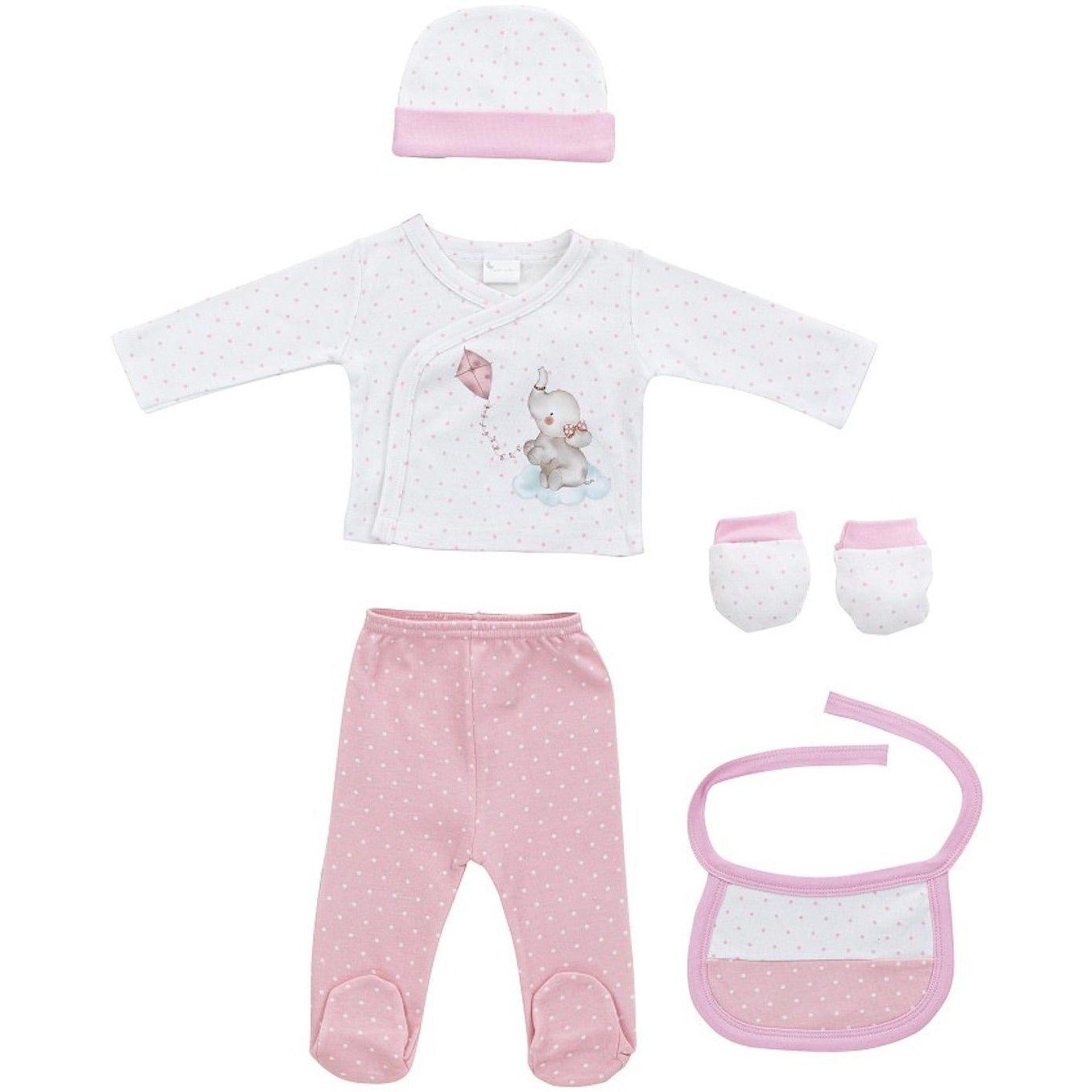 Бебешки Комплект За Изписване 5ч Elefante Pink Interbaby