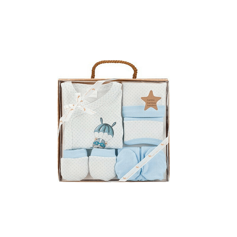 Бебешки Комплект За Изписване 5ч Newborn (0 6м) Paracaidas Blue Interbaby