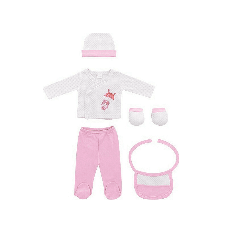 Бебешки Комплект За Изписване 5ч Newborn (0 6м) Paracaidas Pink Interbaby