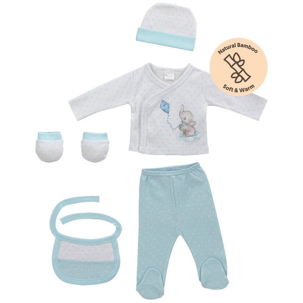 Бебешки Комплект За Изписване 5ч Elefante Blue 20 01 Interbaby