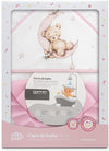 Комплект Бебешка Хавлия 100x100 См. + Козирка Oso Luna Estrellas White Pink Interbaby