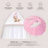 Комплект Бебешка Хавлия 100x100 См. + Козирка Oso Luna Estrellas White Pink Interbaby